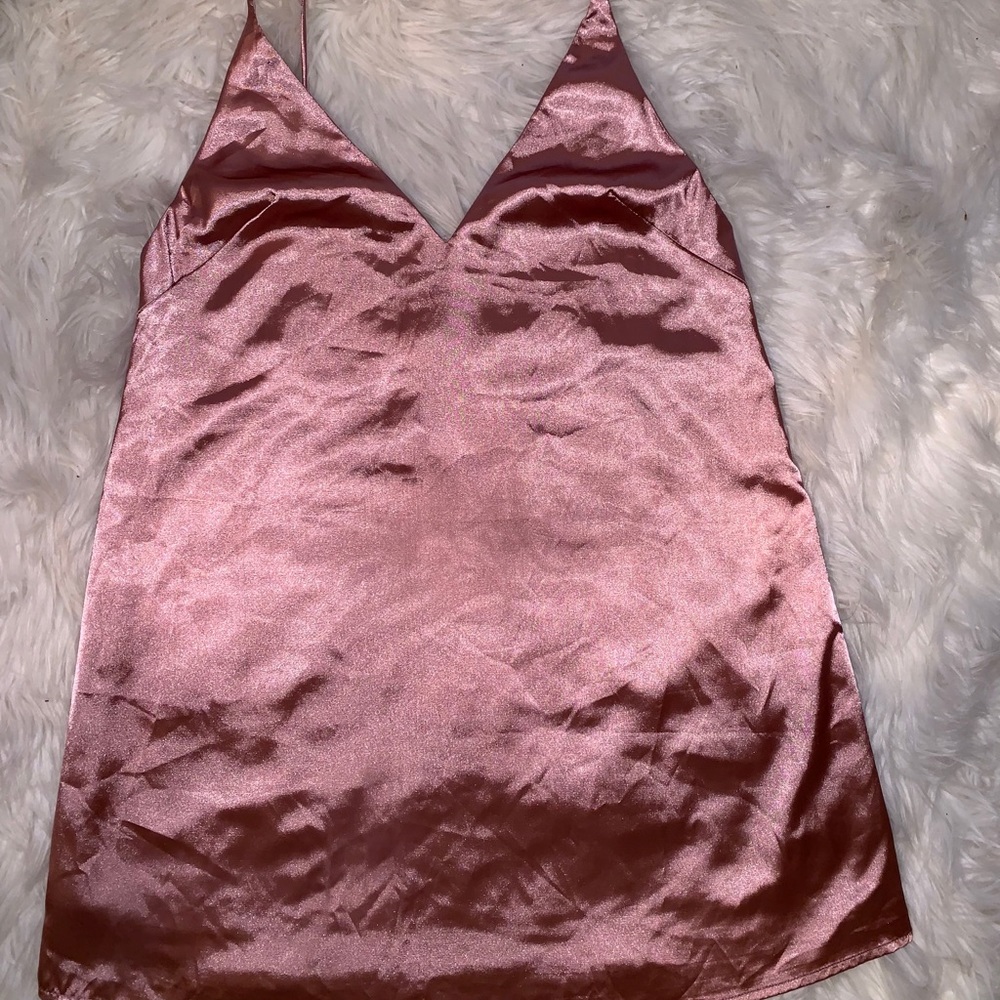 Satin mini slip dress with sash